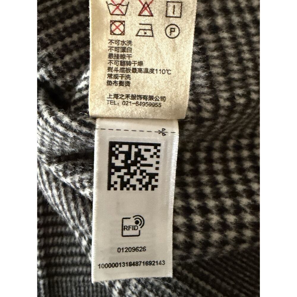 ICICLE Wool Silk Luxury Houndstooth Black and White Double Faced Coat $1530 Sz 4 - Picture 7 of 7